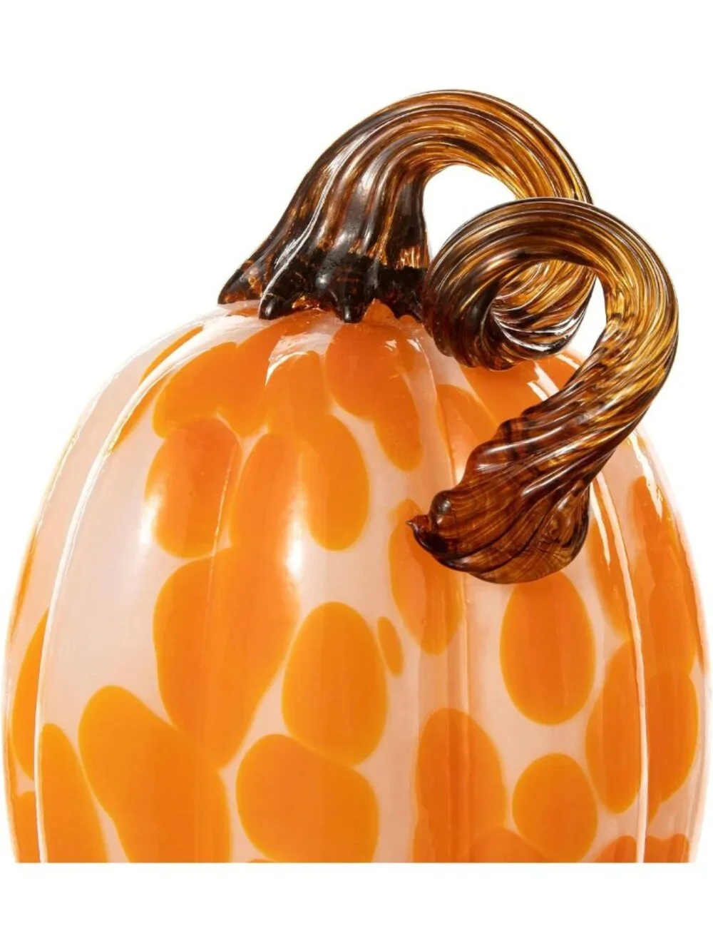 Hand Blown Glitter Glass Pumpkin Set of 3 | Fall Harvest Table Decor, Orange